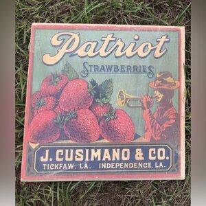 Vintage Wood Fruit Sign Patriot Strawberries Louisiana 11 X 11” Target